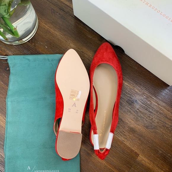 Anthropologie Bow-tied Slingback Flats in Red - Picture 5 of 7